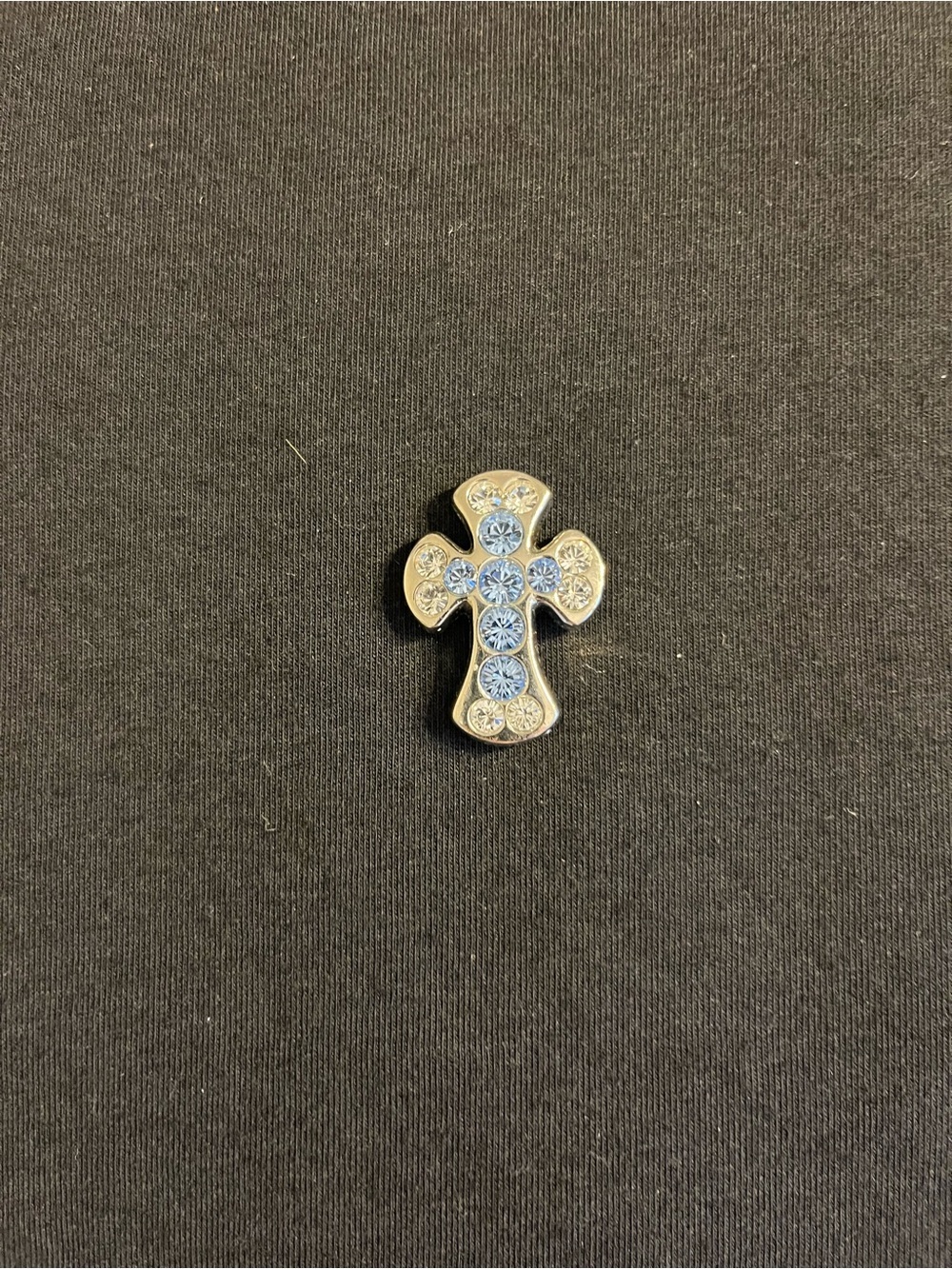 B.B. Simon Silver Cross Pendant with Blue and Clear Stones - Picture 5 of 6